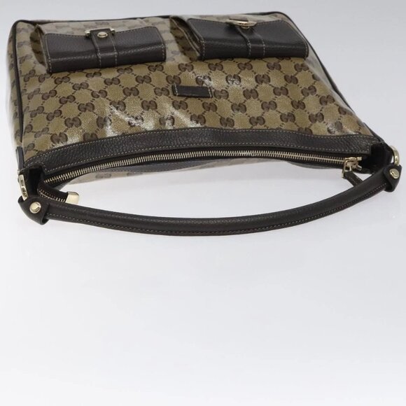 GUCCI GG Crystal Shoulder Bag Coated Canvas Outlet Brown Gold - Picture 5 of 15
